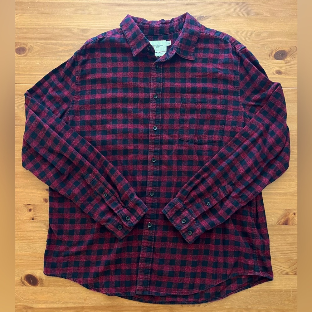 Goodfellow & Co. Men’s XL Cotton Flannel Shirt Button Down Maroon Wine